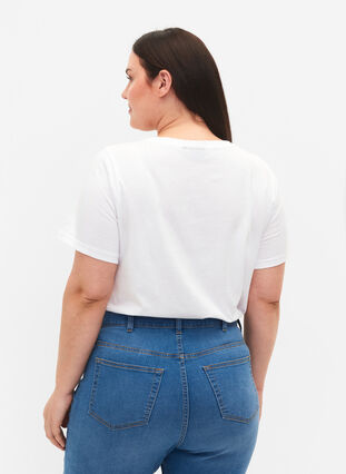 T-shirt en coton à col rond et imprimé, Bright White W. Love, Model image number 1