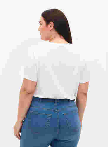 Katoenen t-shirt met ronde hals en opdruk, Bright White W. Love, Model image number 1