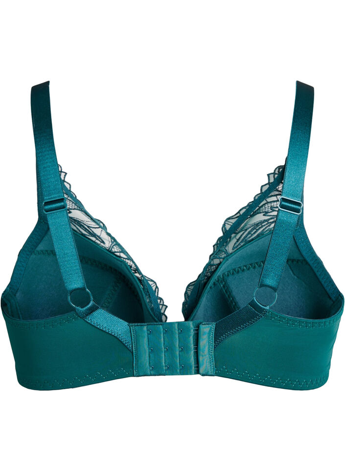 Soutien-gorge rembourr&eacute; en dentelle avec armatures, Vert fonc&eacute;, Packshot image number 1