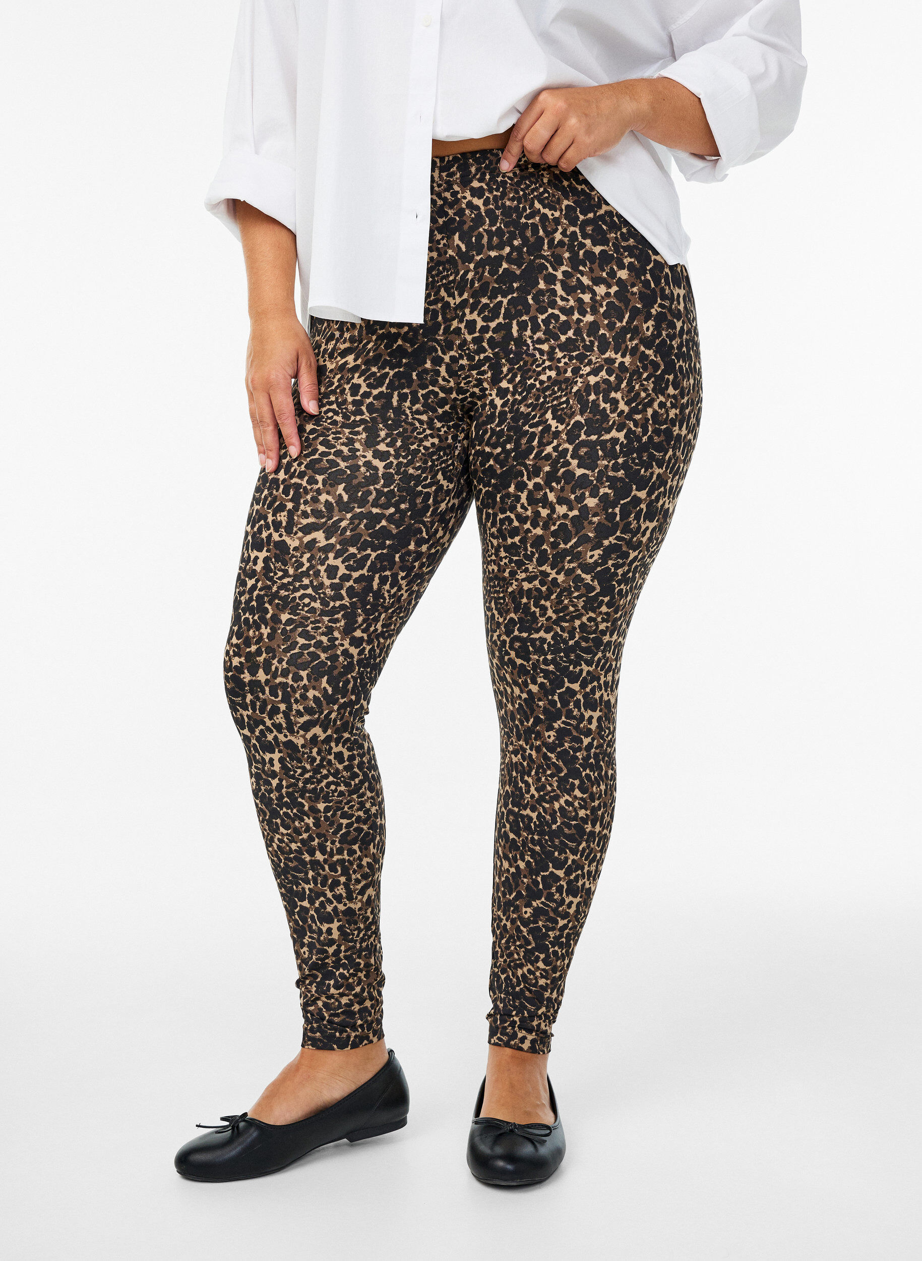 2-pack lange leggings met een normale taille, Zwart, Model