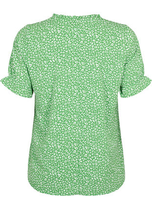 Korte mouw blouse met print , Green Ditsy, Packshot image number 1