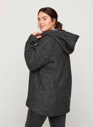 Veste courte chinée avec laine, Dark Grey Melange, Model image number 1