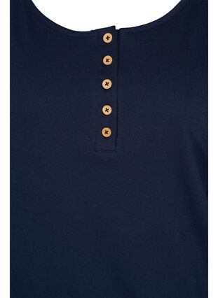 Katoenen top met elastiek in de onderkant en effen kleur, Navy Blazer, Packshot image number 2