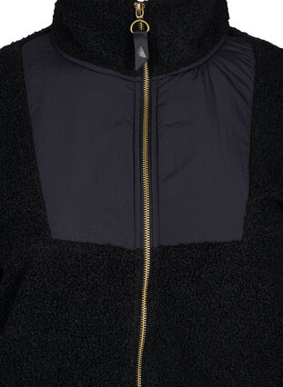 Veste de sport avec fermeture éclair en peluche, Black, Packshot image number 2