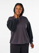 Sweatshirt met teddymouwen en een hoge hals, Grijs, Model image number 0