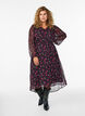 Chiffon jurk met bloemenprint en lange mouwen, Zwart, Model image number 0