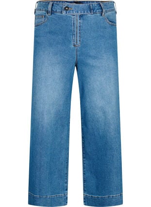 Cropped jeans met flare, Blue denim, Packshot image number 0
