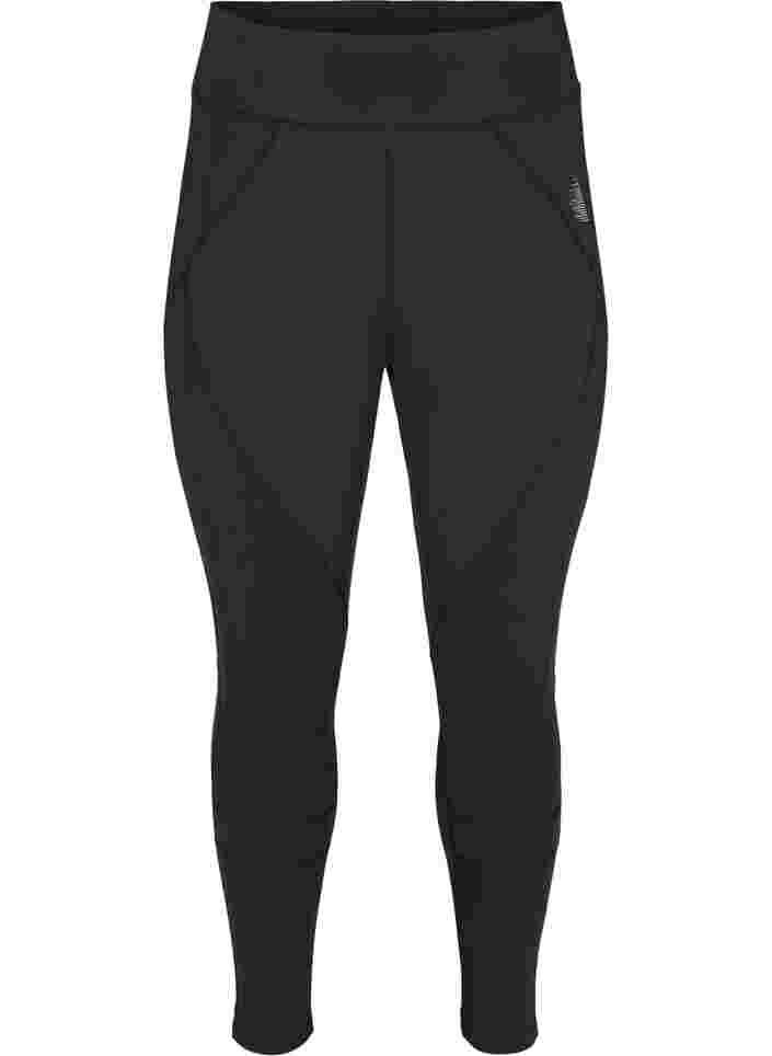 Collants d'entraînement longueur 7/8 avec détail froissé, Black, Packshot image number 0