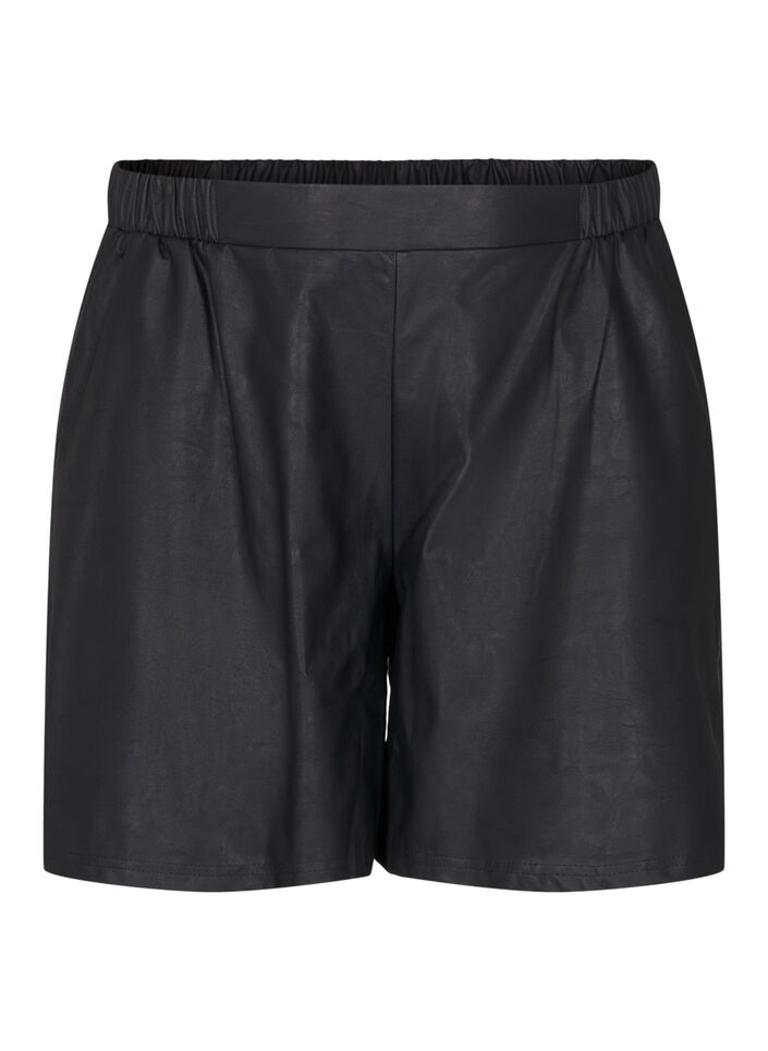 Short ample en simili cuir, Black, Packshot image number 0