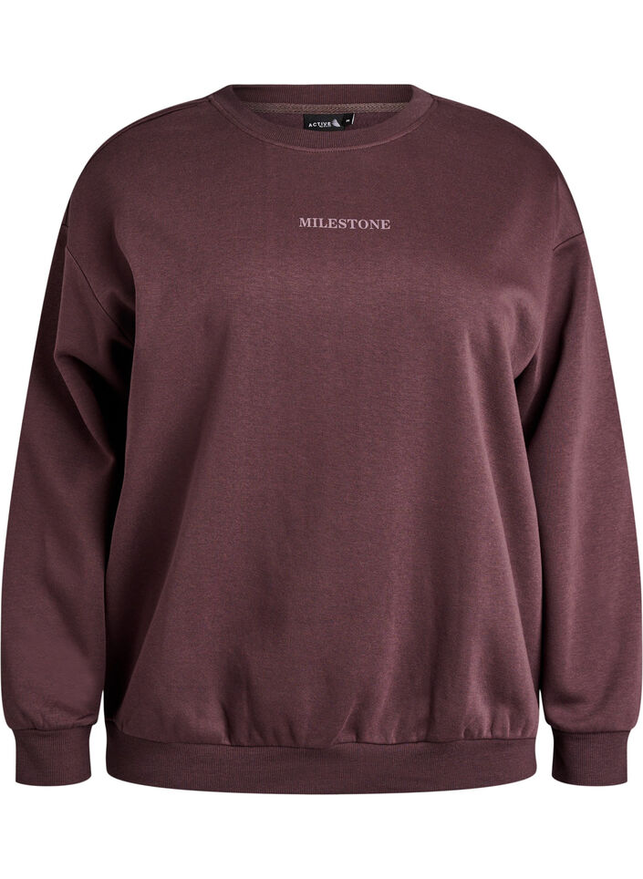 Sweatshirt avec d&eacute;tail statement, Marron, Packshot image number 0