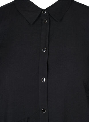 Blouse jurk in effen kleur met a-lijn, Black, Packshot image number 2