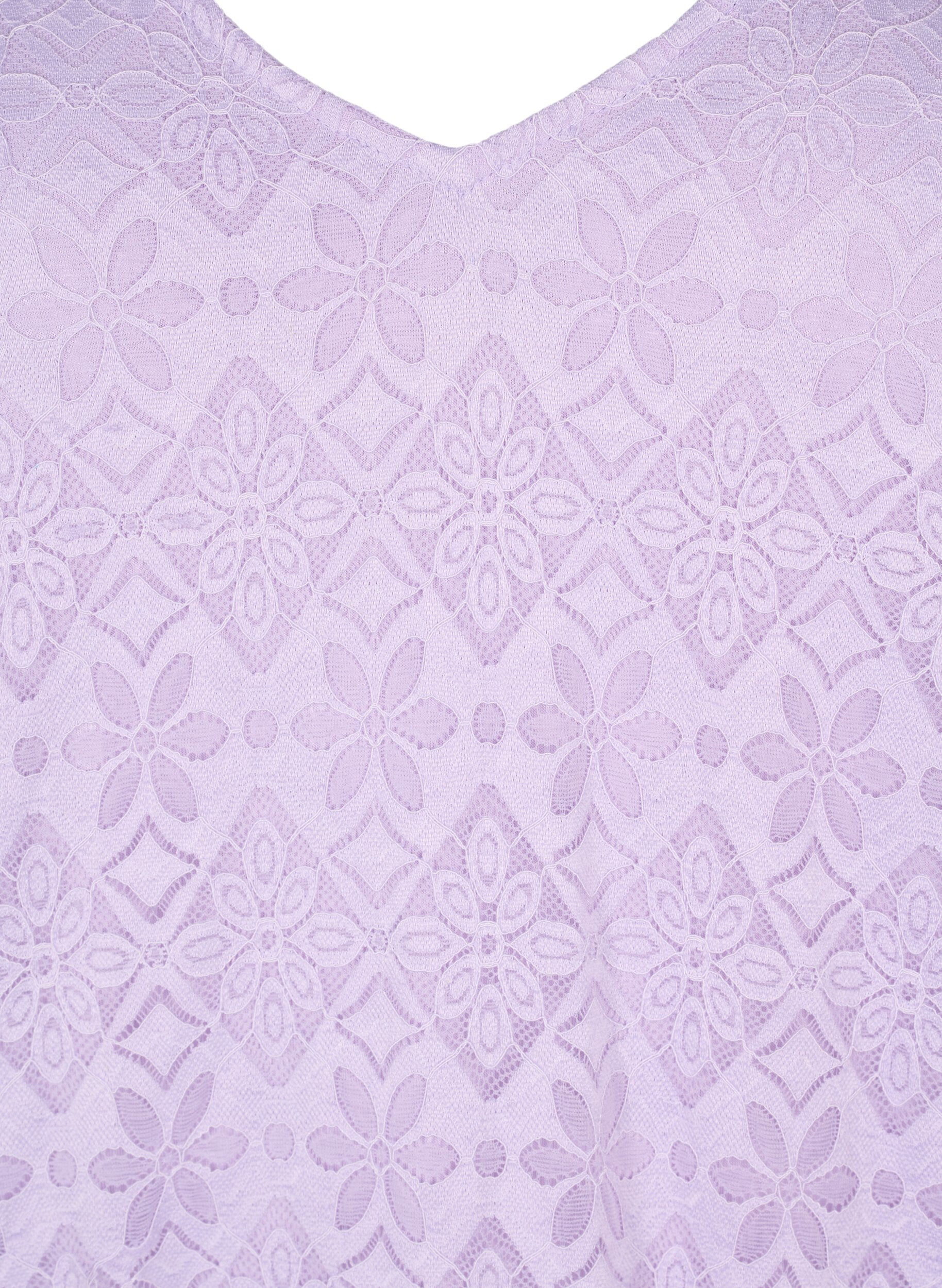 ZizziKanten jurk met v-snit en lange mouwen, Pastel Lilac, Packshot image number 2