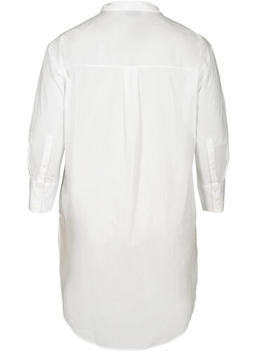 Chemise longue en coton avec poches poitrine, Bright White, Packshot image number 1