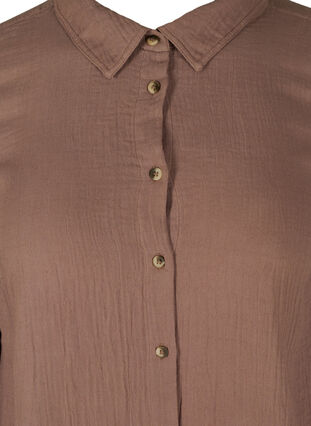 Lange katoenen blouse met een klassieke kraag, Deep Taupe, Packshot image number 2