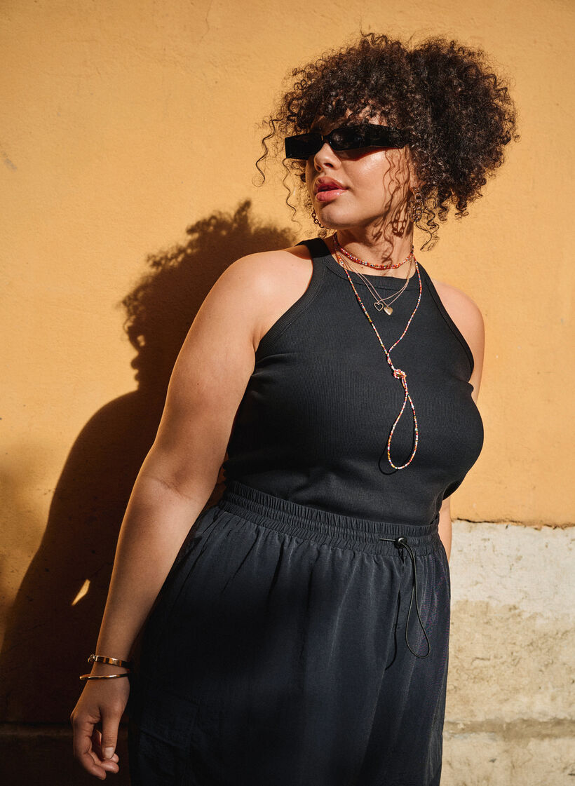 Débardeur en coton côtelé, Black, Image image number 0