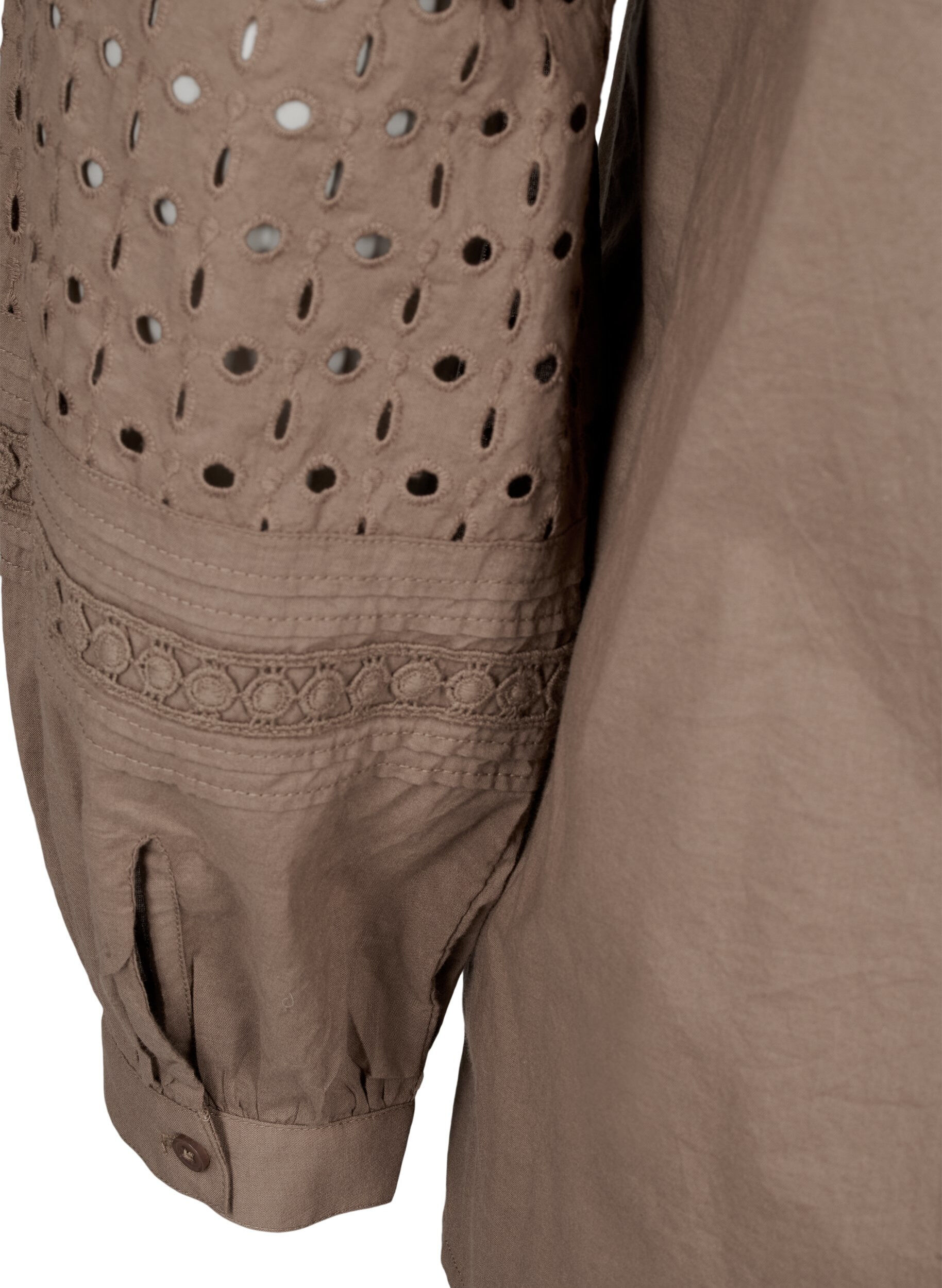 ZizziBlouse met lange mouwen en decoratieve details, Caribou, Packshot image number 3