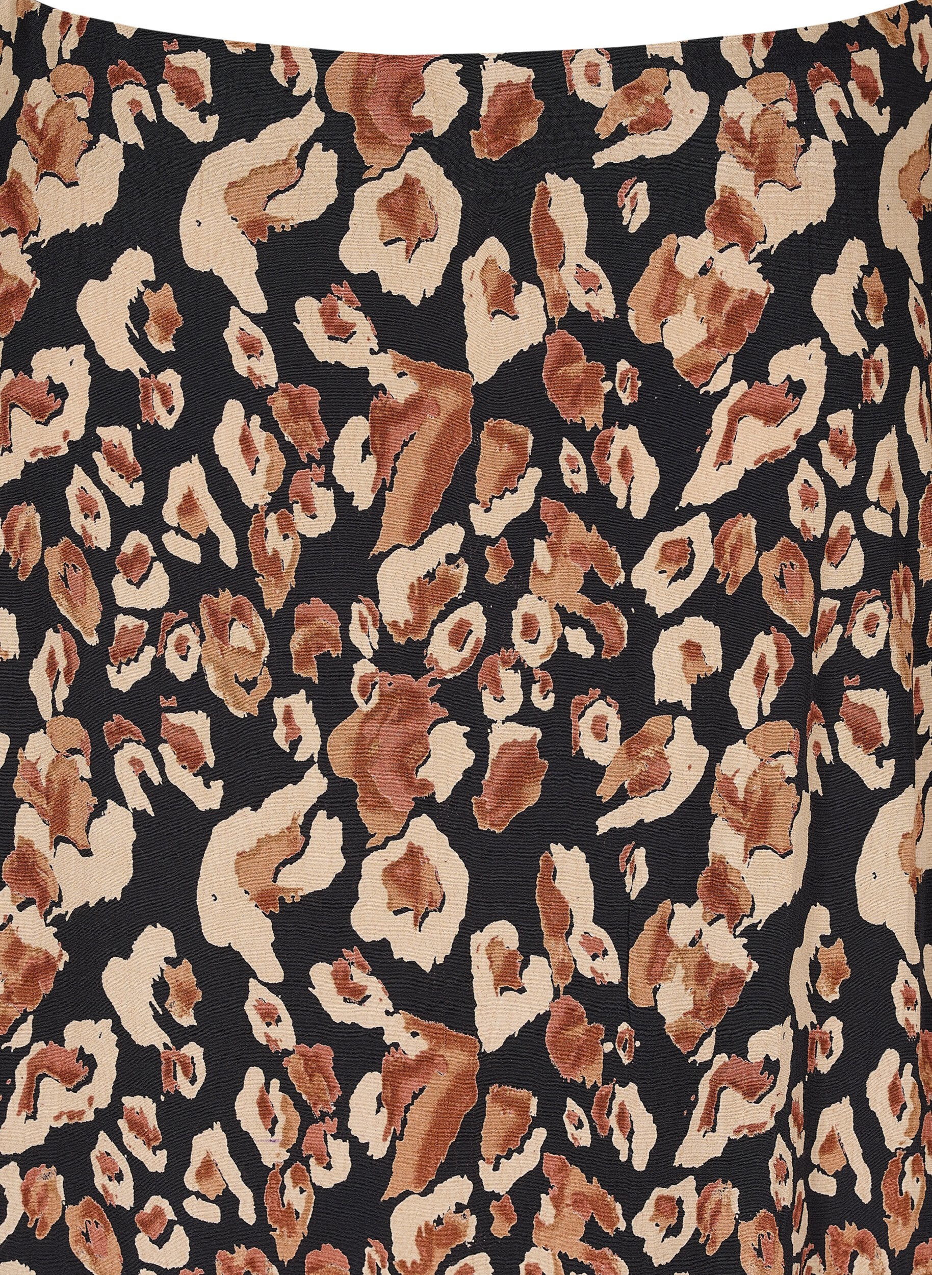 Zizzi Robe midi en viscose &agrave; fines bretelles, Leo AOP, Packshot image number 2