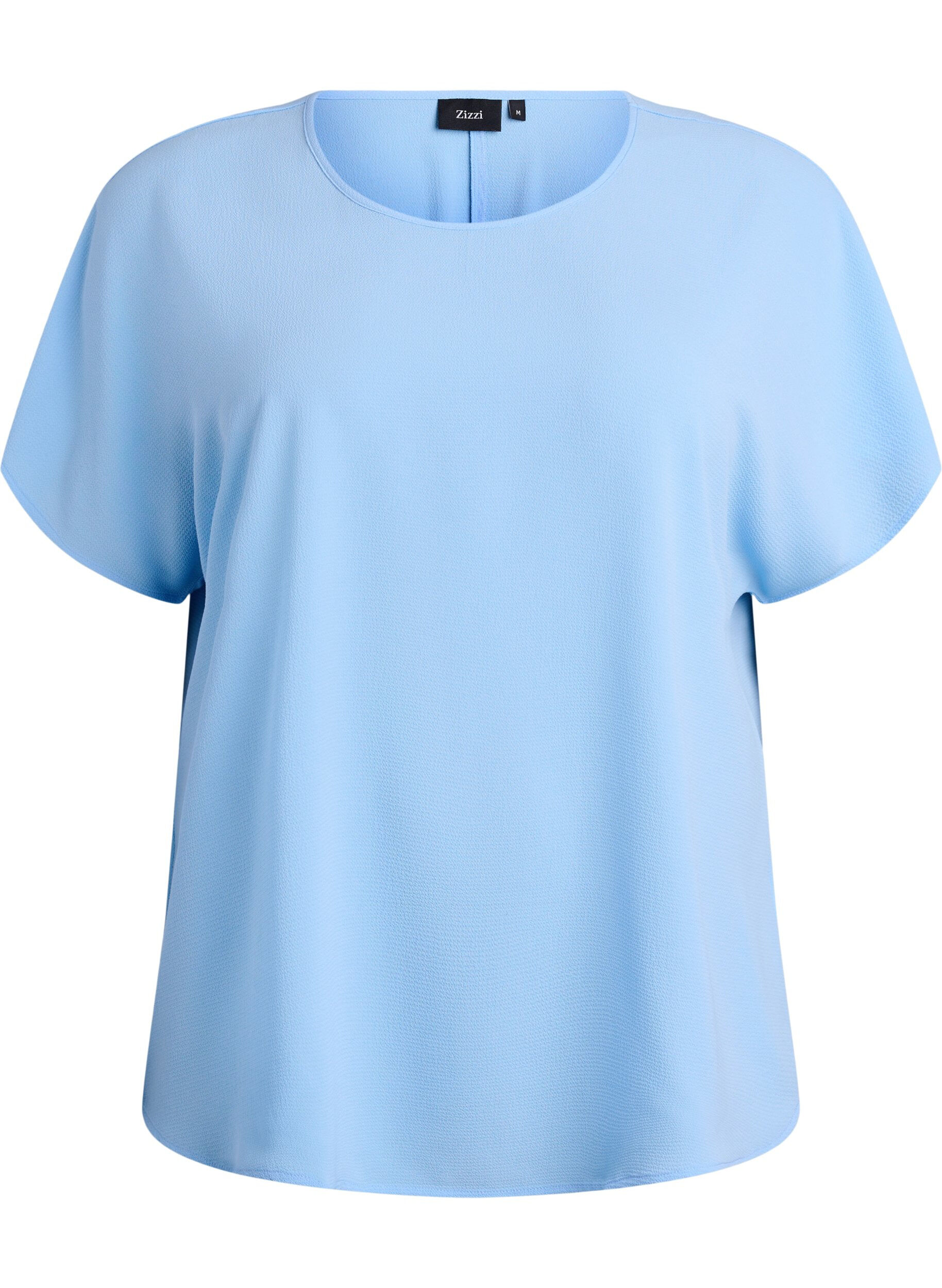 ZizziBlouse met korte mouwen en een ronde halslijn, Blauw, Packshot image number 0