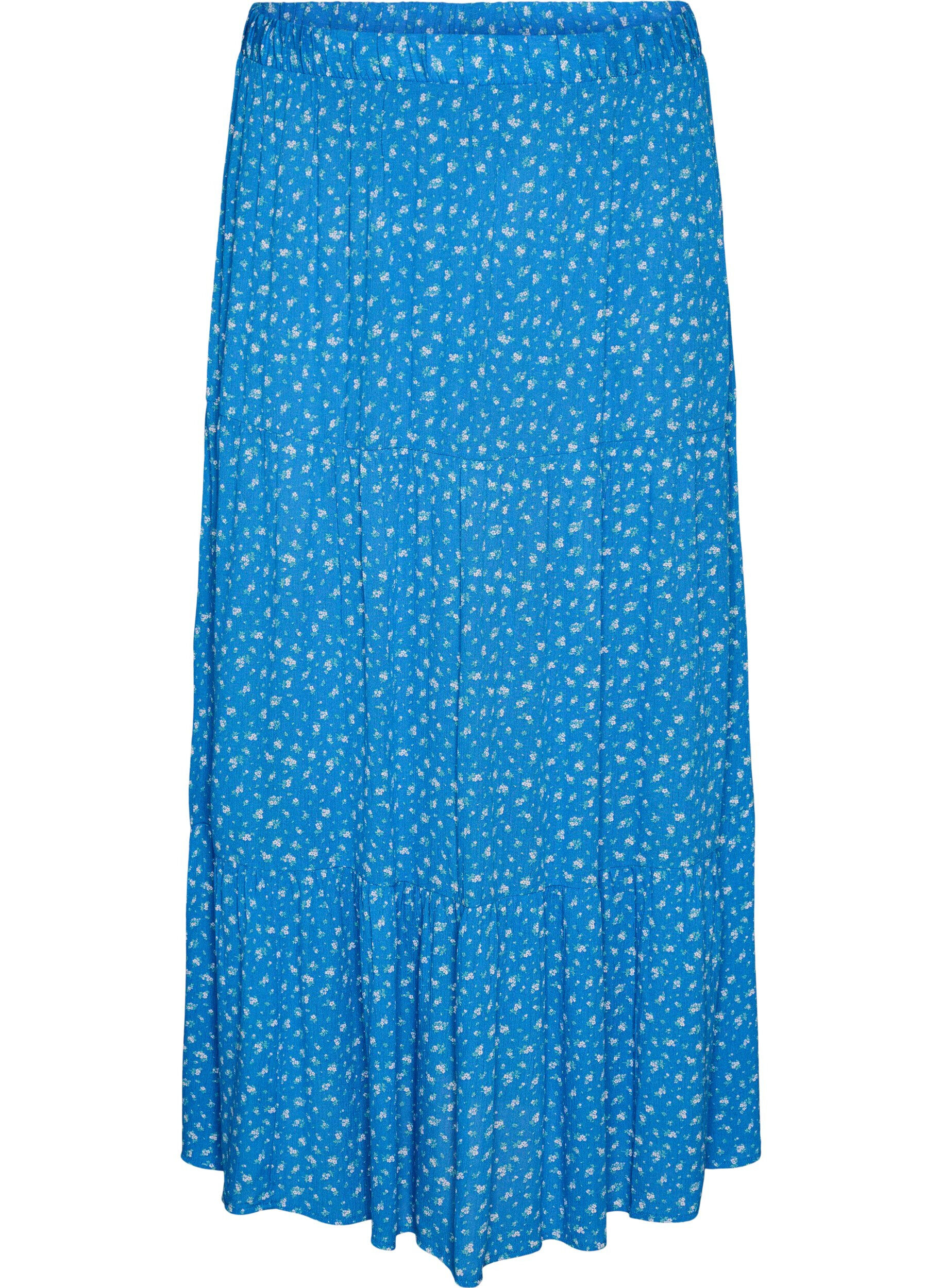 ZizziJupe longue &agrave; taille &eacute;lastiqu&eacute;e, Bleu, Packshot image number 0