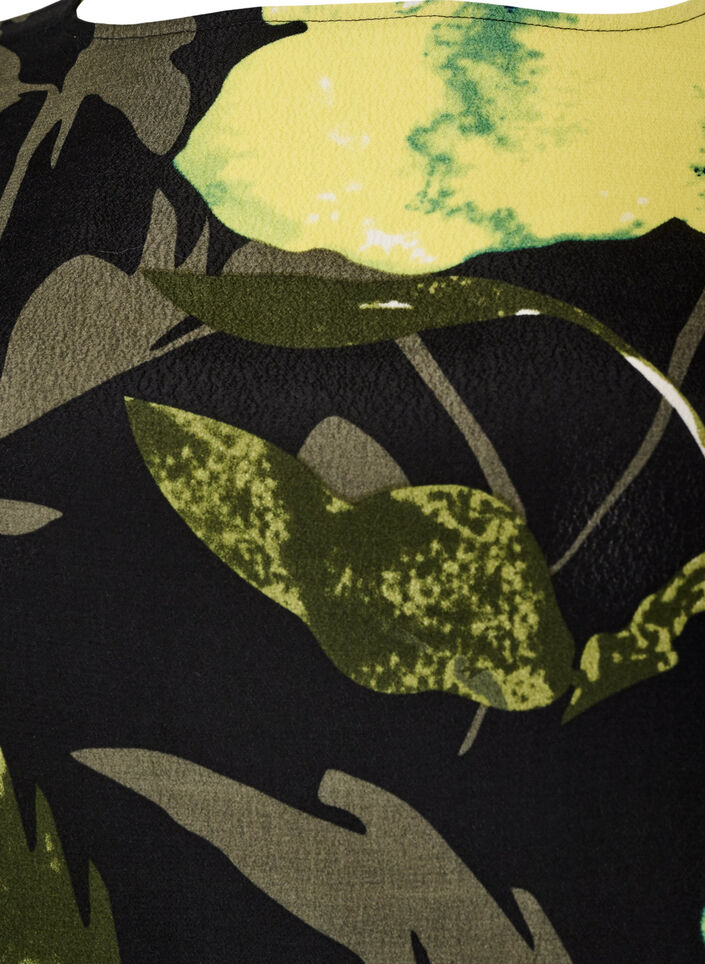 Blouse &agrave; fleurs avec col bateau et manches larges, Noir, Packshot image number 2