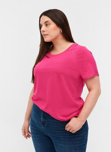 T-shirt en coton à manches courtes , Fuchsia Purple, Model image number 0