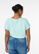 T-shirt &agrave; manches courtes en coton m&eacute;lang&eacute;, Turquoise, Model image number 2