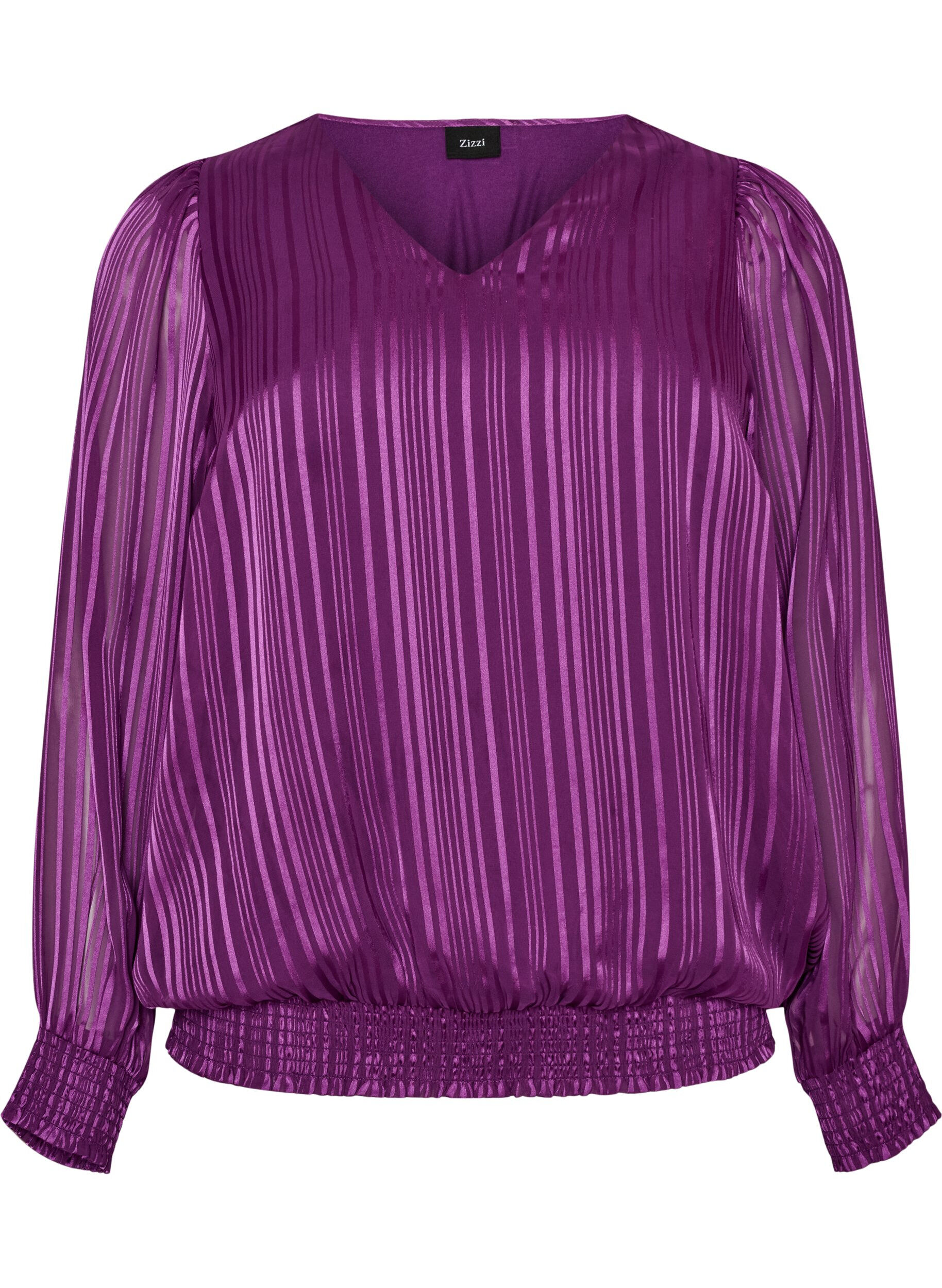 ZizziBlouse &agrave; rayures avec coupe ballon, Violet, Packshot image number 0