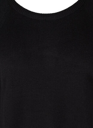Gebreide top met lange mouwen en ribdetails, Black, Packshot image number 2