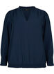 Viscose blouse met lange mouwen en smok, Navy Blazer, Packshot image number 0