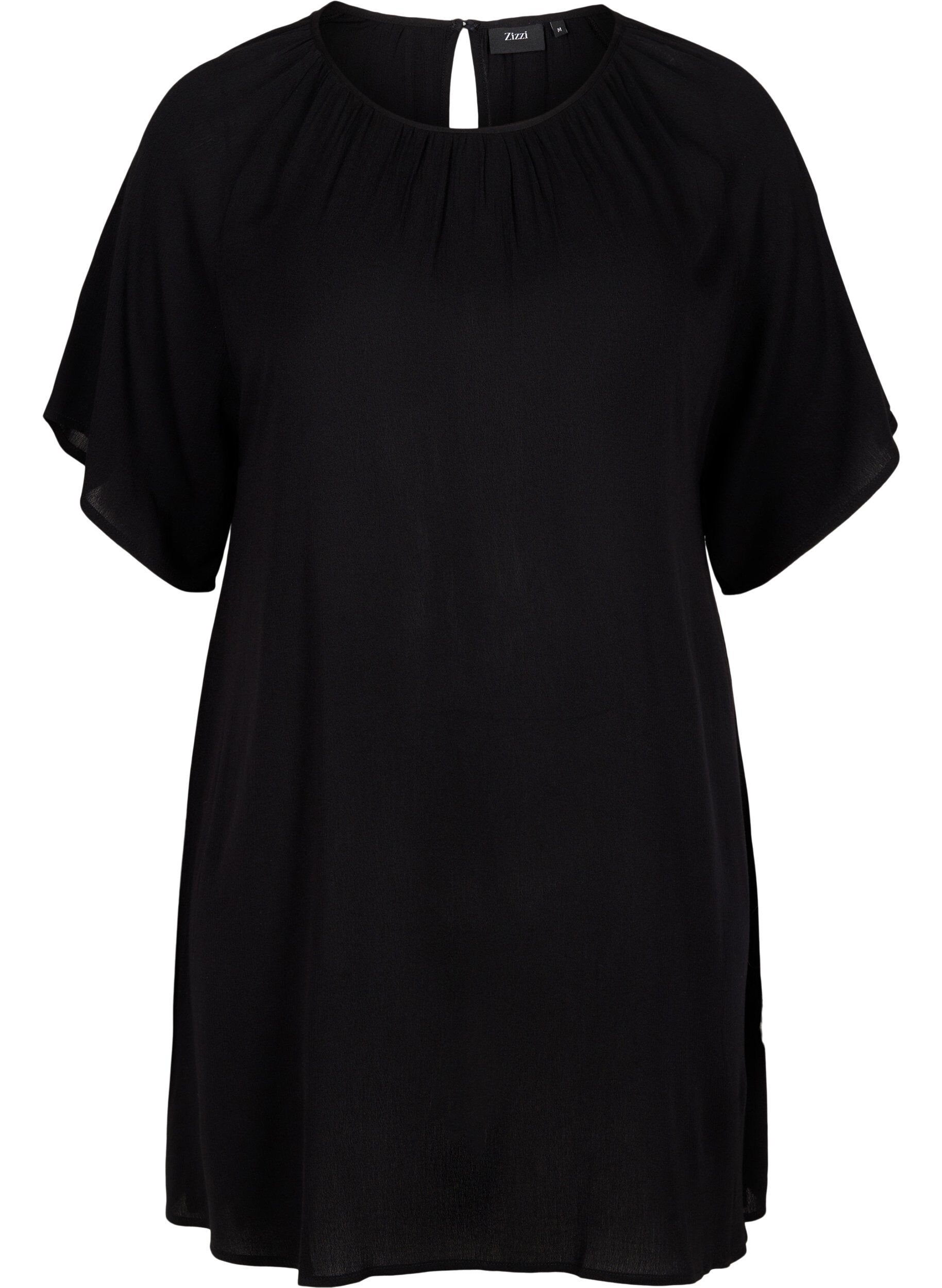 Zizzi Robe en viscose &agrave; manches courtes, Black, Packshot image number 0