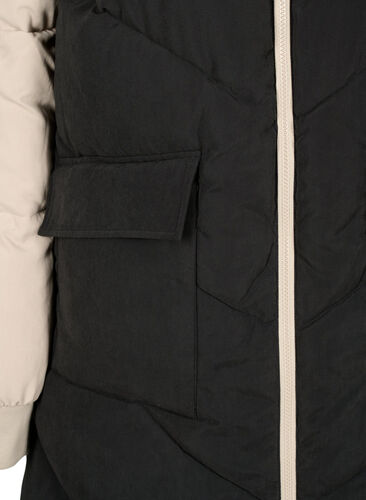 Veste d'hiver longue à capuche avec blocs de couleurs, Black Comb, Packshot image number 3