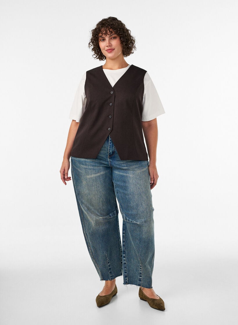 Gilet met knoopsluiting, Bruin, Model image number 1