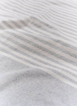 Gestreepte handdoek met franjes, Light Grey Melange, Packshot image number 3