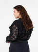 Kanten overhemd-blouse met ruches, Black, Model image number 1
