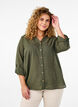 Chemisier en coton avec un col en V, Vert, Model image number 0