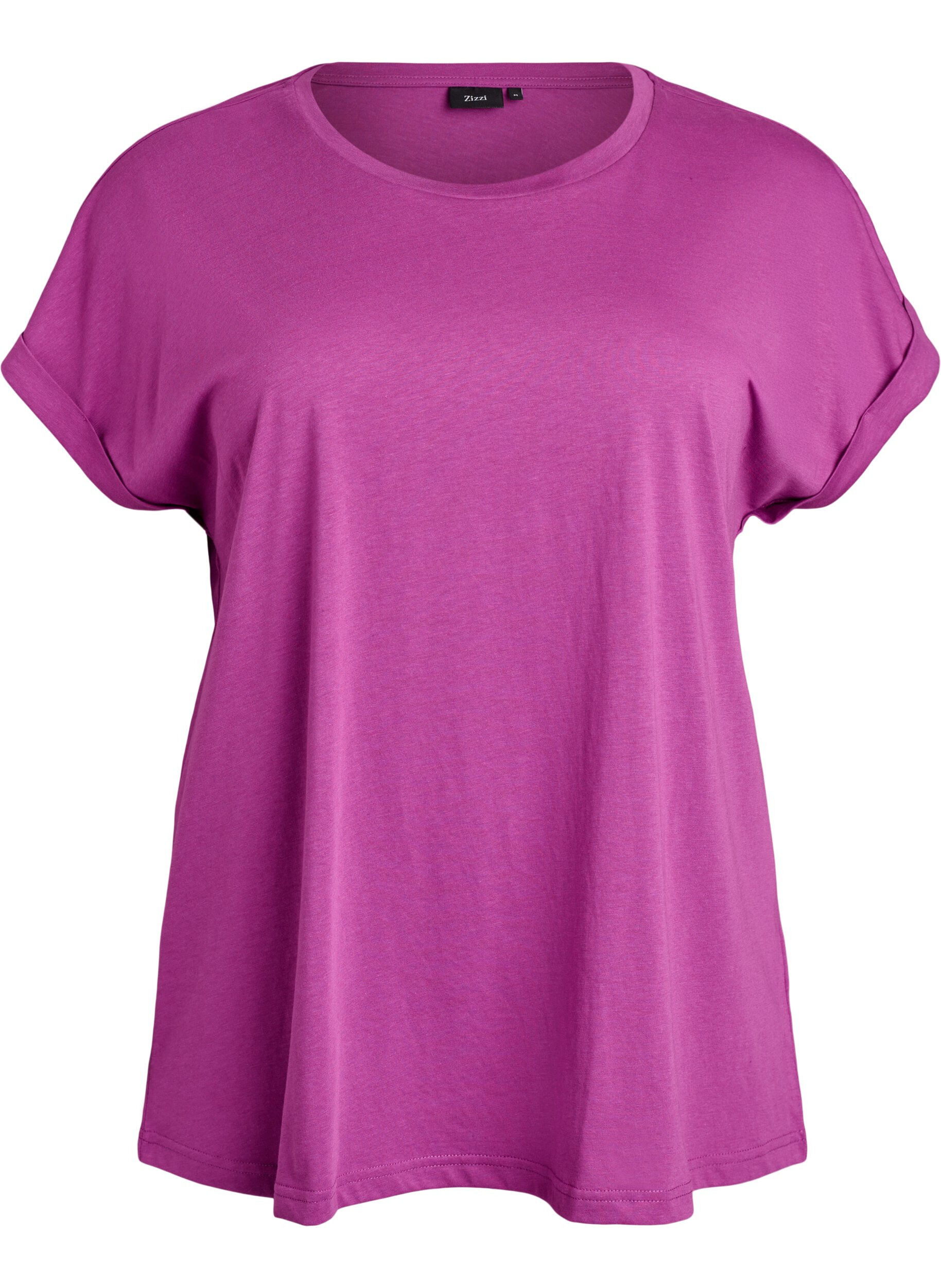 Zizzi T-shirt &agrave; manches courtes en m&eacute;lange de coton, Violet, Packshot image number 0