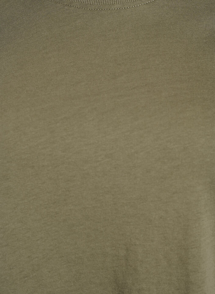 Basic katoenen T-shirt met ronde hals, Groen, Packshot image number 2