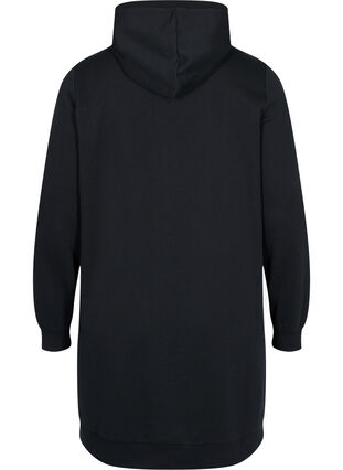 Robe pull à capuche et imprimé, Black, Packshot image number 1