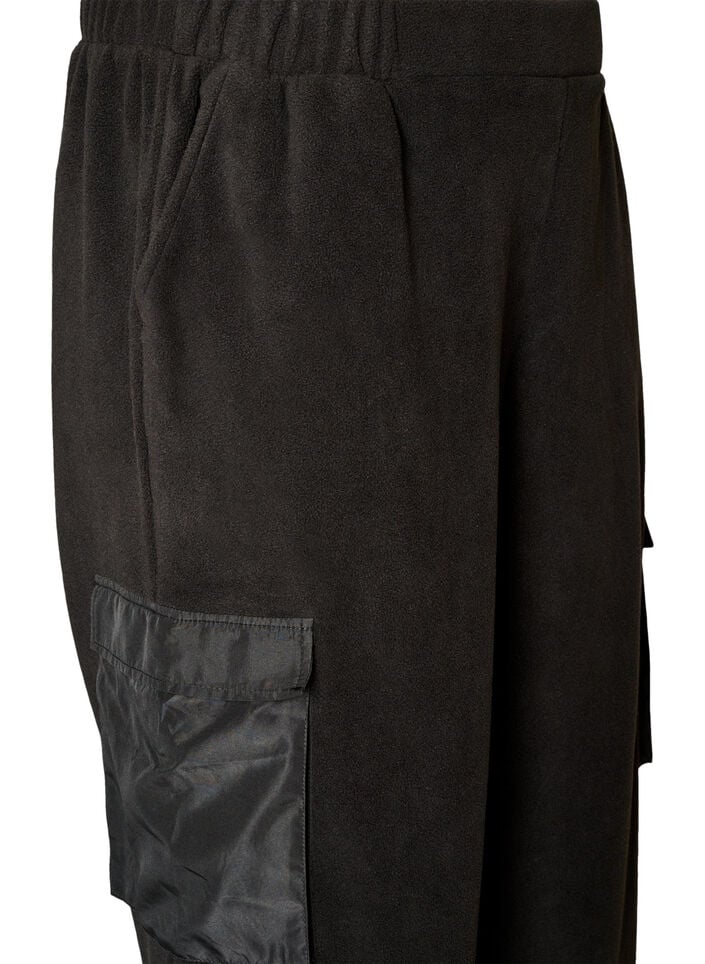 Fleece joggingbroek met cargozakken, Zwart, Packshot image number 2
