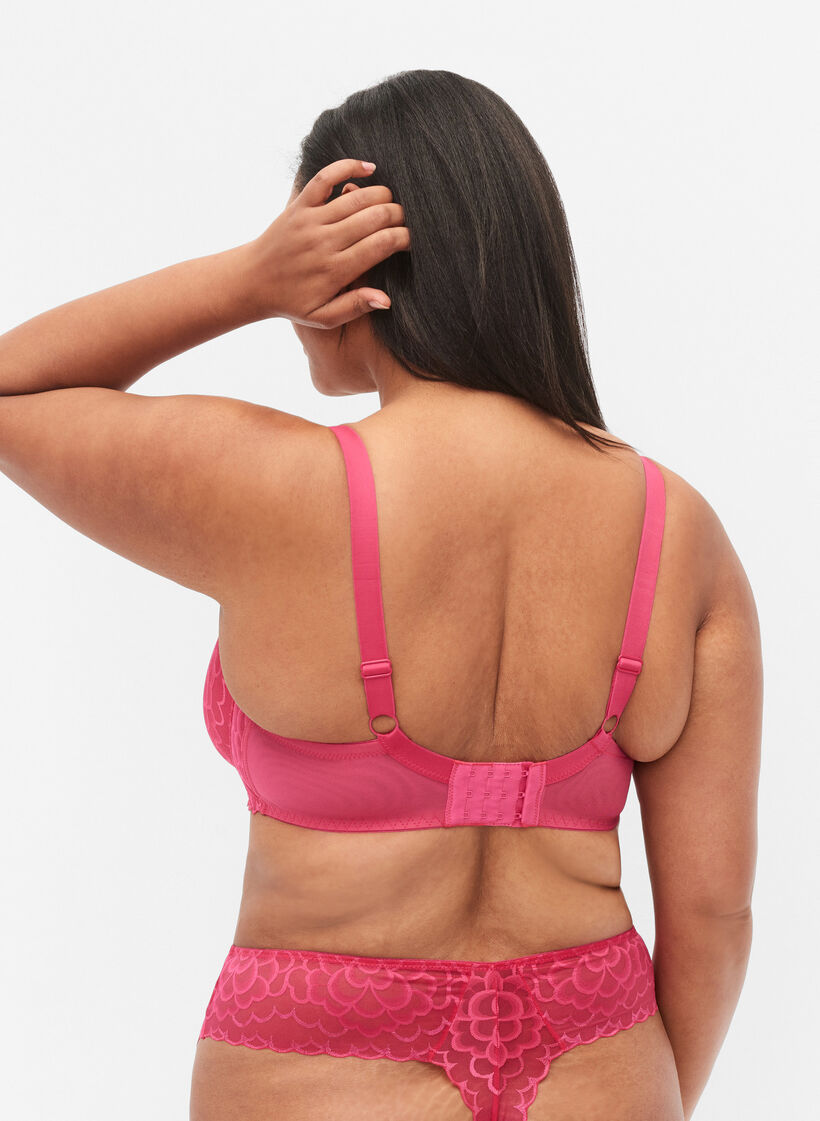 Soutien-gorge avec armature et dentelle, Rose, Model image number 1