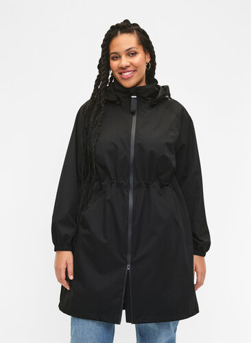 Manteau fonctionnel avec poches et capuche, Black, Model image number 0