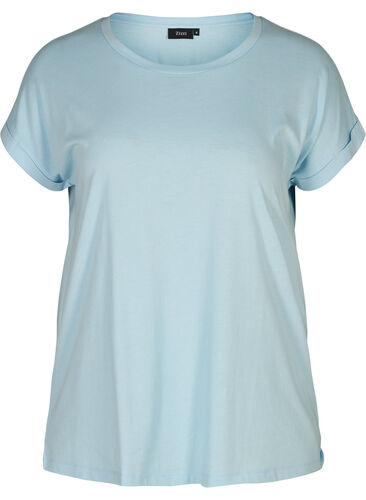 T-shirt met mix van katoen, Dream Blue Mel., Packshot image number 0