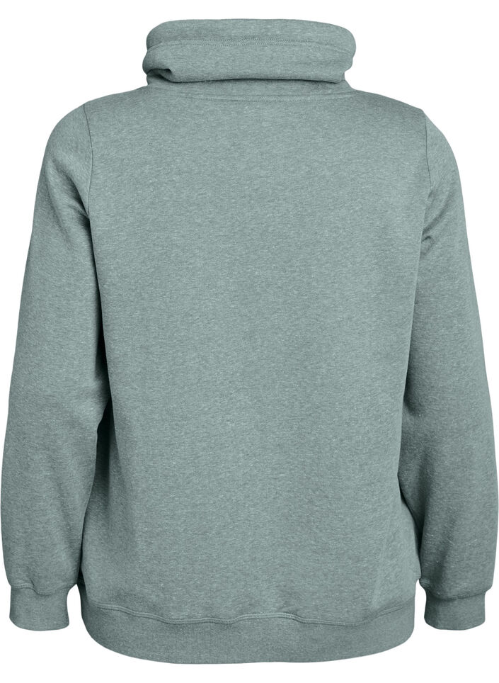 FLASH - Sweatshirt met hoge kraag en zakken, Groen, Packshot image number 1