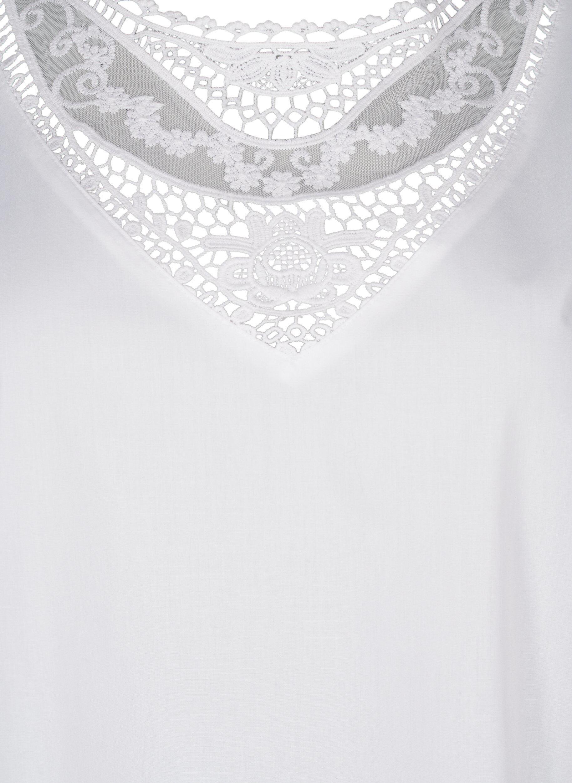 ZizziBlouse met korte mouwen en kant detail, Bright White, Packshot image number 2