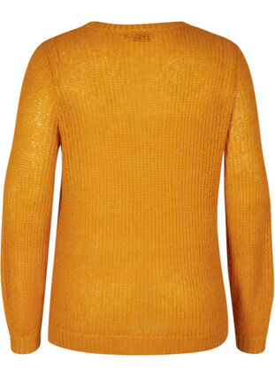 Chemisier tricoté en laine avec col rond, Buckthorn Brown, Packshot image number 1