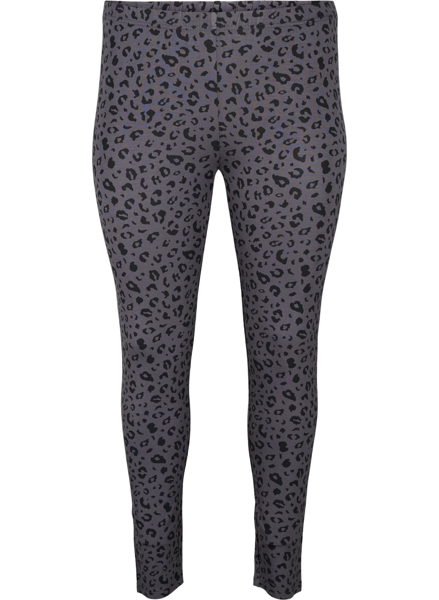 ZizziViscose leggings met luipaardprint, Grijs, Packshot image number 0