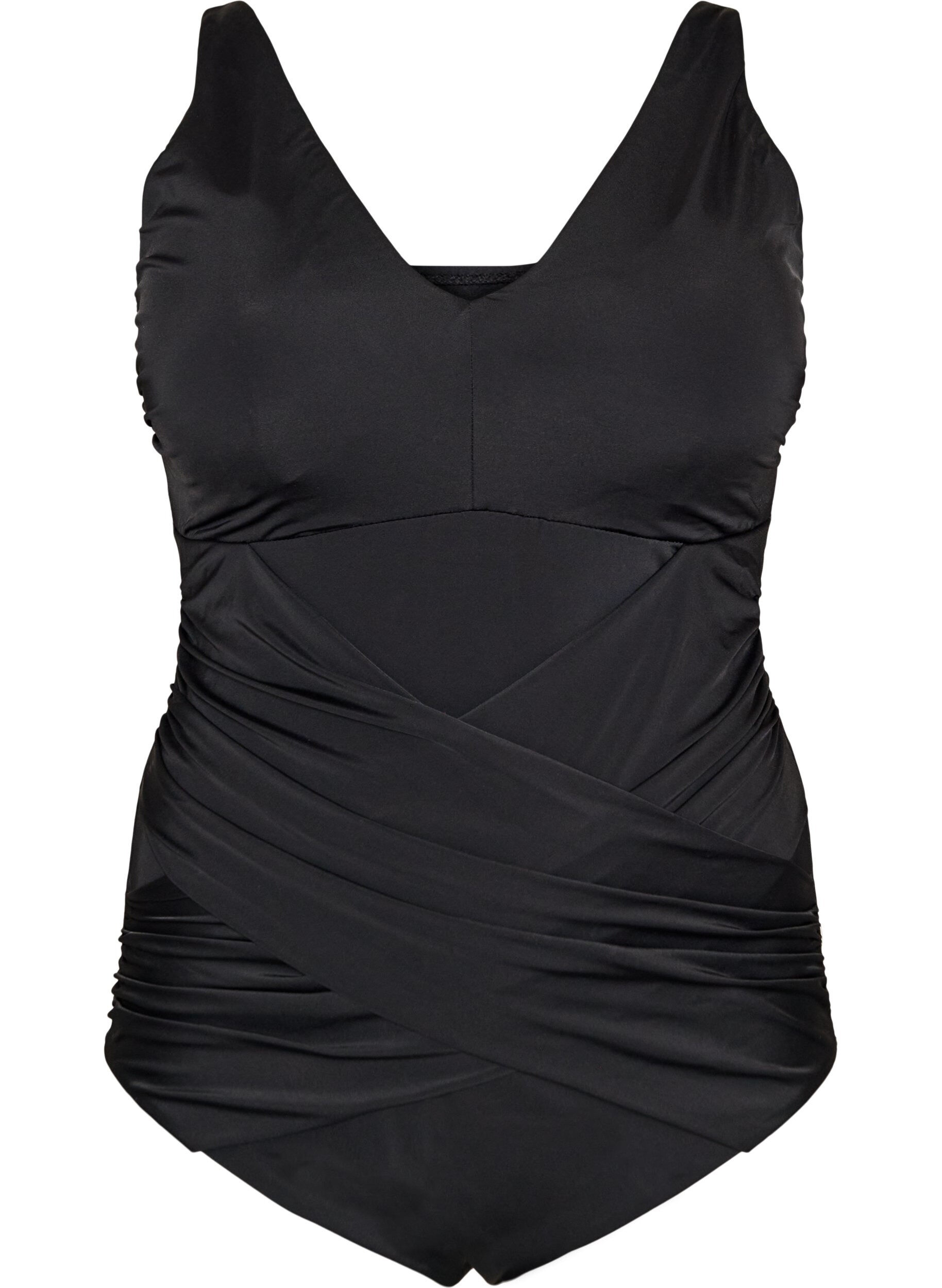 Maillot de bain &agrave; d&eacute;tail crois&eacute; en drap&eacute;