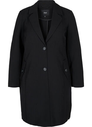 Manteau classique avec fermeture boutonnée, Black, Packshot image number 0