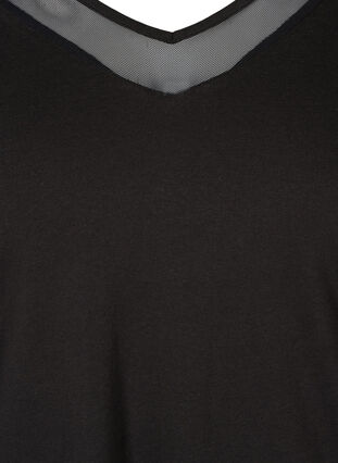 Katoenen top met lange mouwen en mesh, Black, Packshot image number 2
