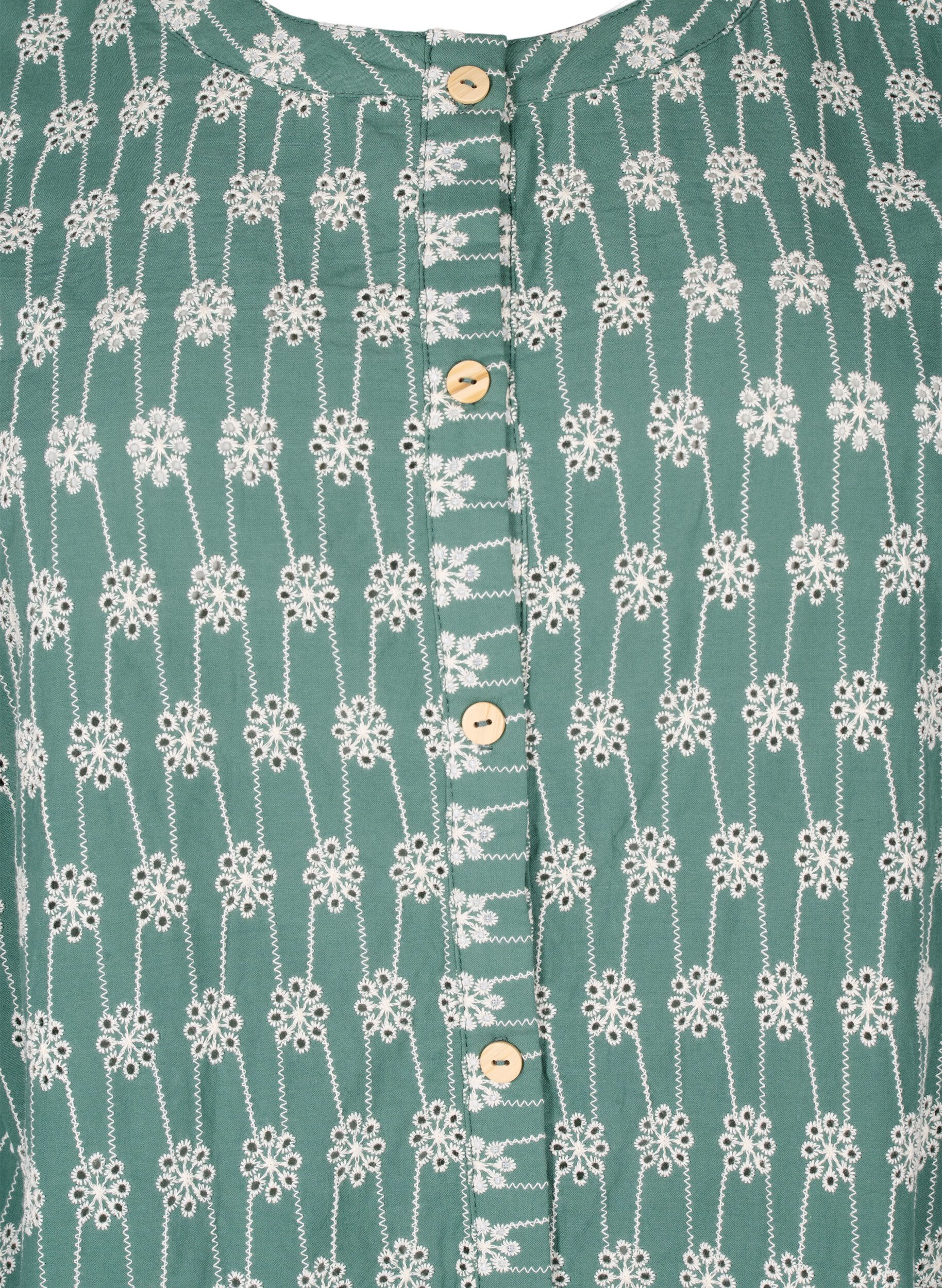 Zizzi Chemisier en coton &agrave; motif floral, Dark Forest, Packshot image number 2